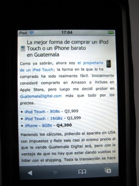 Un post de mi blog desde el iPod Touch