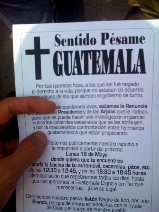 'Sentido pésame, Guatemala'