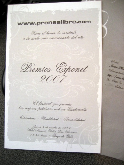 Detalle interior de la invitación